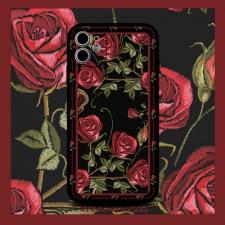 クラシック赤色バラiPhone 14 Pro/13miniケース綺麗ローズ薔薇 花アイフォン12/11proスマホケース可愛い高級感iPhone 12 Proカバー女性エレガント携帯ケース ソフト レッドカラー