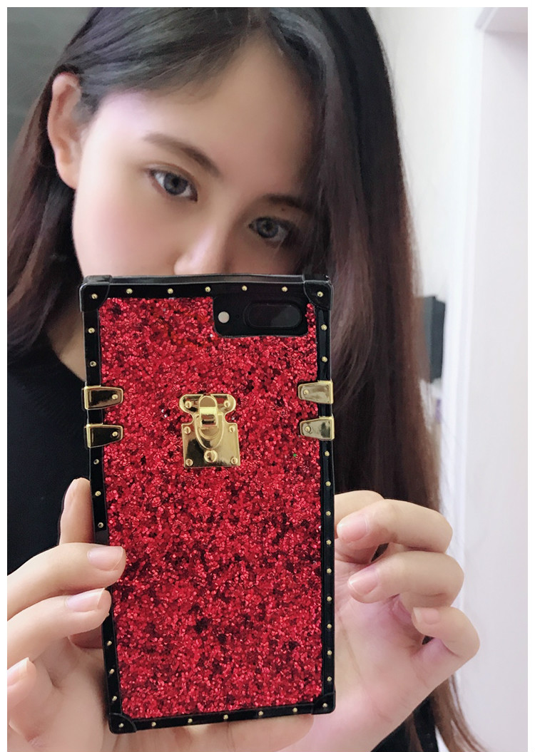 iPhone8plusケース赤い8アイフォン豪華赤色ラメ入りX/iPhone XIキラキラ携帯カバー7Plus/7耐衝撃レッド長方形