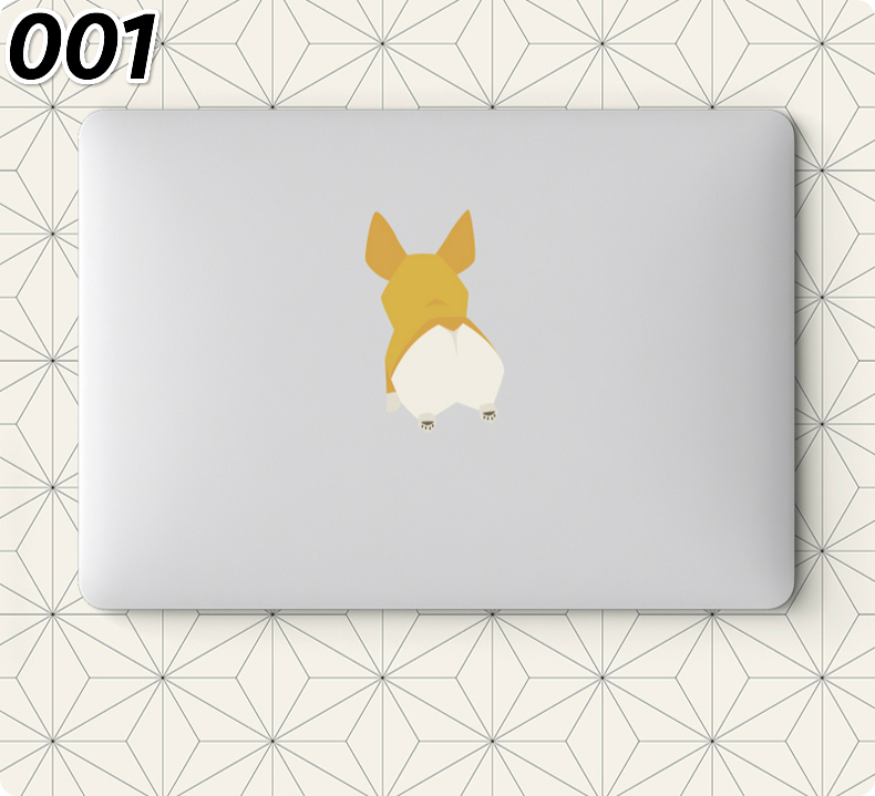 MacBook Pro 2019ステッカー ロゴ スキンシール13 12 11インチ コーギーかわいいエアー マックブックプロ2018 2019 2020面白い