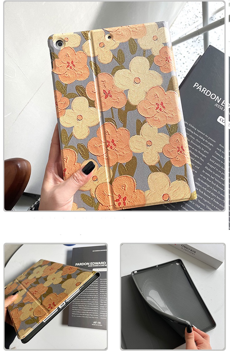 油絵お花iPad2020保護ケースair4アイパッドカバー可愛いタブレットケースiPadPro新型11インチair2/3